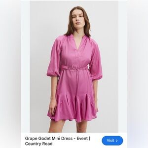 Country Road -  Grape Godet Mini Dress with pockets